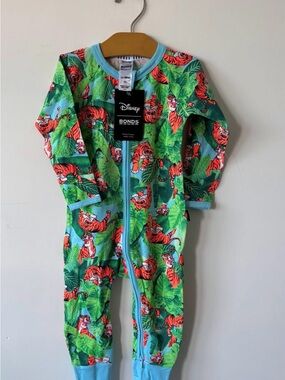 Bonds Green Jungle Tiger Zip-Up Kids Bodysuit